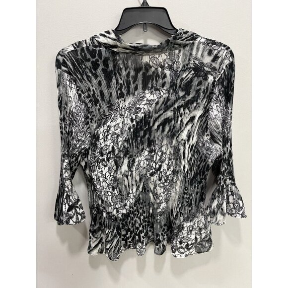 Fashion Bug Women's 3X Blouse Black/White/Gray Accordion Pleated Career Blouse - Picture 5 of 5